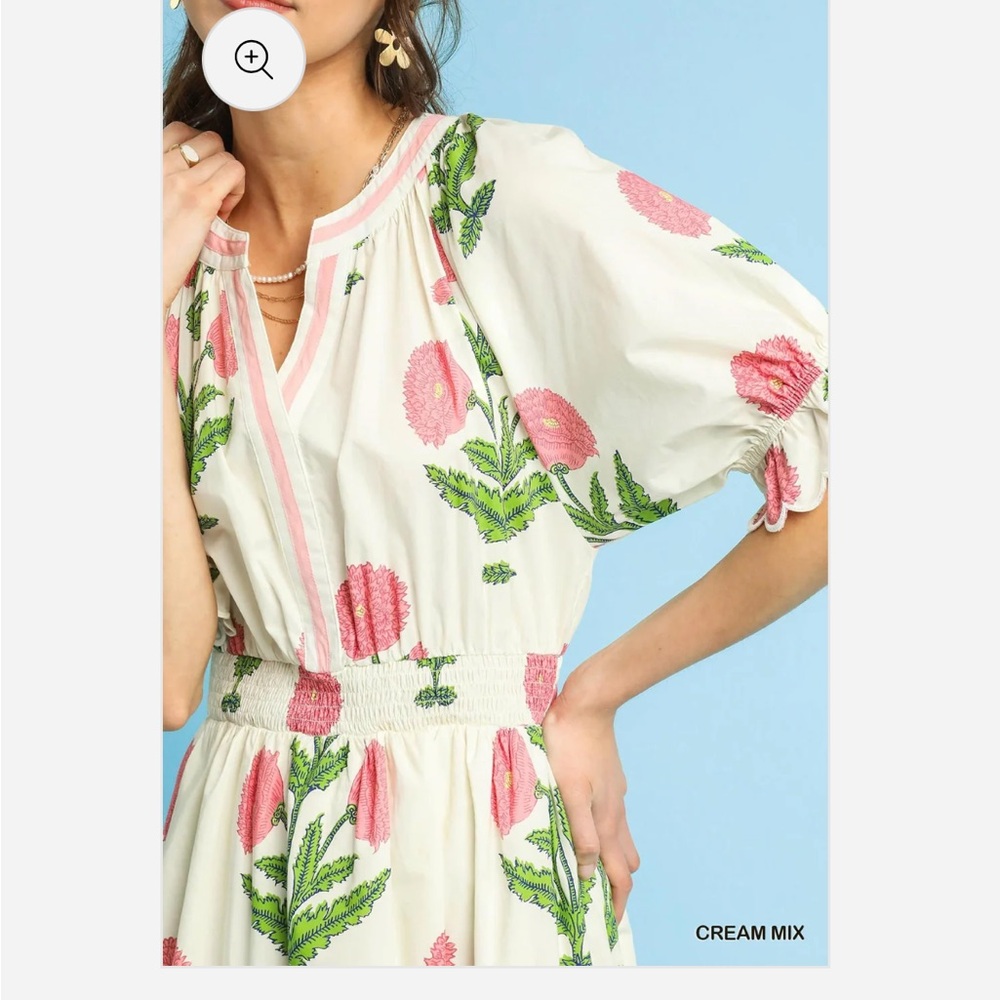 Umgee White Maxi Dress with Pink Floral Print - Picture 6 of 12